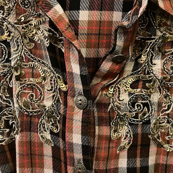 Free People Snow Top Mountain plaid blouse - Picture 5 of 7